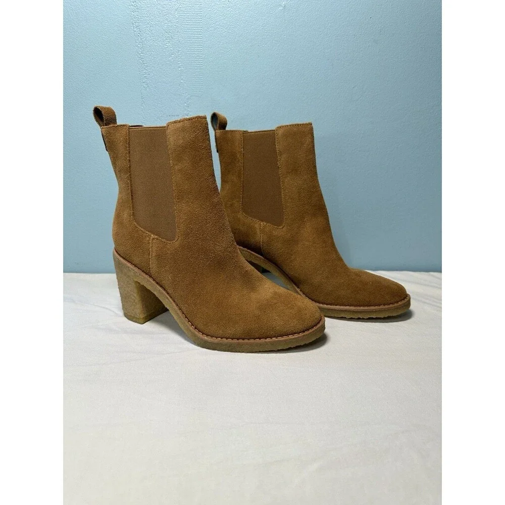 Lauren Ralph Lauren Women Marianna Block Heel Chelsea Boots Size US 6.5 Brown